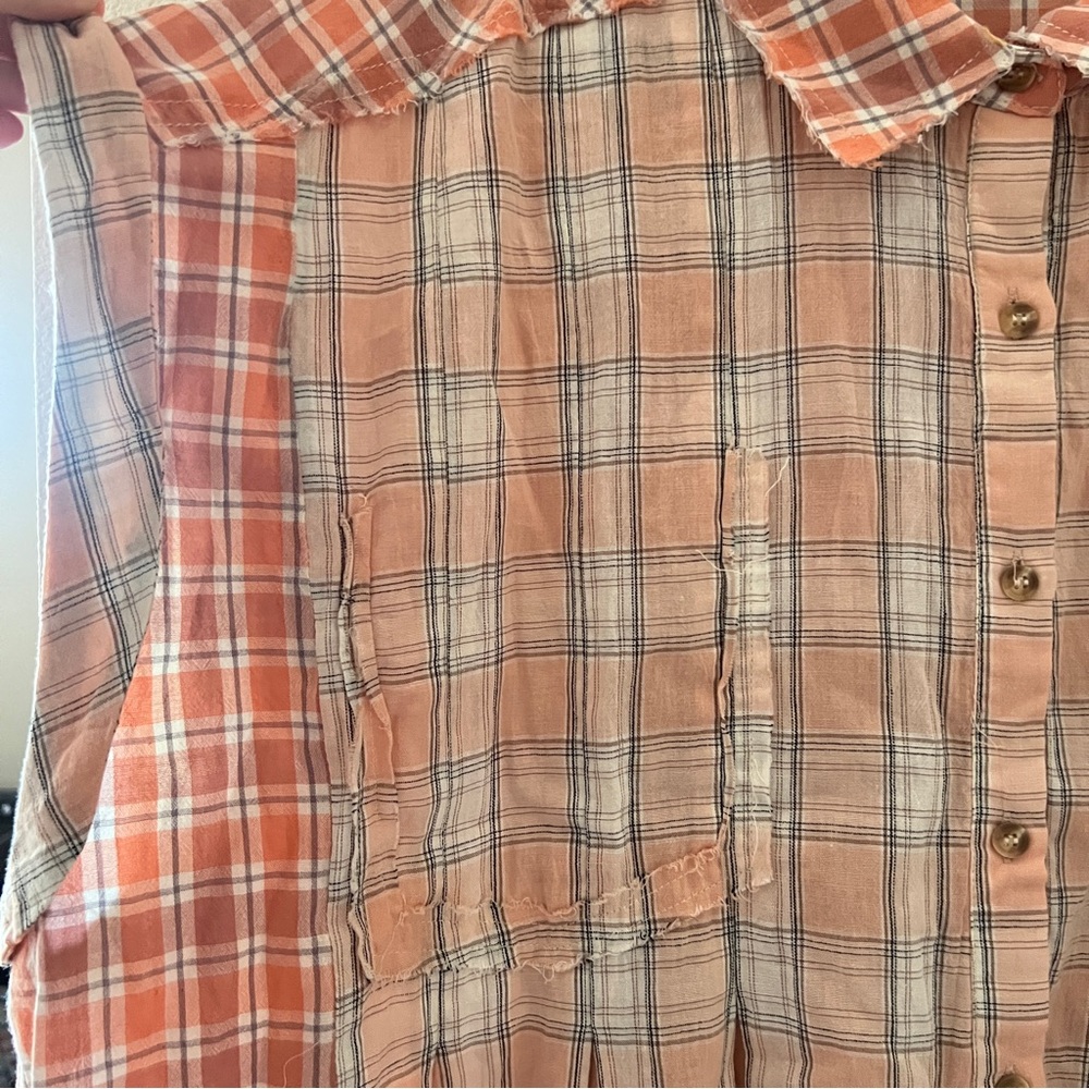 Pol Plus Size 3xl Plaid Patchwork Button Front Tu… - image 2